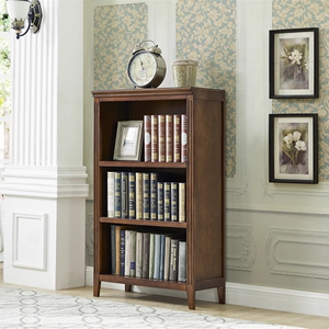 美式实木书柜置物架 客厅简约书架落地家用储物书橱小书房组合柜