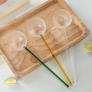 玻璃勺子长柄耐高温热油勺蜂蜜勺透明ins风果酱调羹大号玻璃汤勺