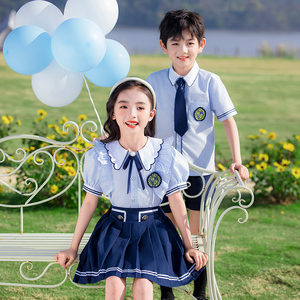幼儿园园服夏季2024新款中国风英伦班服中小学生纯棉儿童校服套装