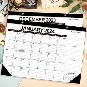 2023-2024年18个月英文日历桌面台历记事日历月历大班台历计划表