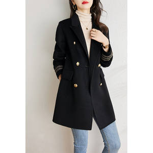 春季双面呢大衣女士2024新款韩版显瘦时尚气质西装羊毛零羊绒外套