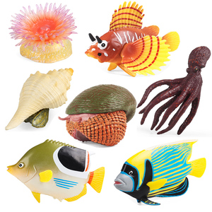 仿真海洋动物模型玩具实心海葵螺乌贼多臂狮子鱼蝴蝶鱼缸装饰摆件