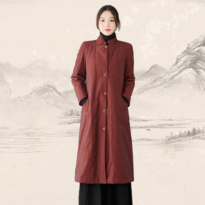 中式女装中国风棉服加厚夹棉中长款挡风保暖冬季棉袄外套女士风衣