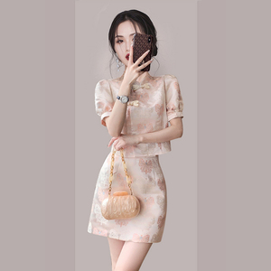 新中式改良旗袍裙套装女2024夏季新款减龄洋气时尚潮流气质两件套