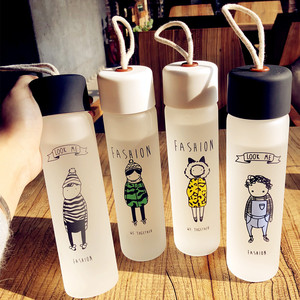 玻璃杯便携磨砂杯子女学生创意韩国水瓶可爱潮流茶杯清新韩版水杯