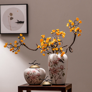 新中式陶瓷花瓶电视柜装饰摆件轻奢家居客厅餐桌干花饰品高档插花