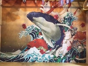 日本文化和风餐厅店装修浮世绘背景屏风装饰壁画日式风格墙纸壁纸 阿里巴巴找货神器