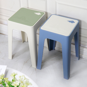 简易塑料高凳加厚四方形成人餐桌凳欧式客厅家用防滑收纳凳子矮凳