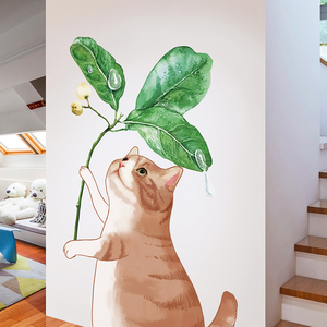 客厅背景墙面装饰3d立体墙贴纸遮丑走廊墙壁贴画墙纸自粘壁纸猫咪