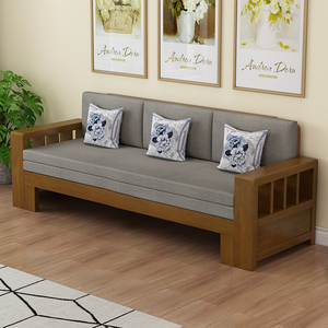 实木可折叠沙发床两用单人客厅小户型坐卧床伸缩多功能推拉沙发床