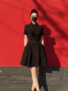 法式赫本风黑色连衣裙夏季女装高端精致收腰显瘦成熟御姐绝美短裙