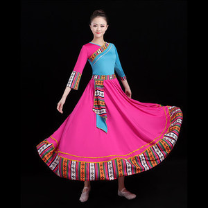 广场舞服装藏族舞蹈演出服女两件套装表演成人民族风长短裙大摆裙