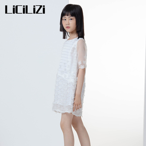 LiCiLiZi粒子童装白色绣花连衣裙2024夏季女童宝宝时尚气质公主裙