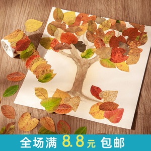 香榭的落叶和纸胶带秋天叶子银杏植物手帐日记装饰树叶小贴画胶带