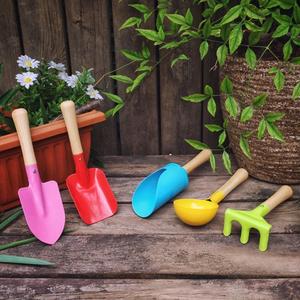 小锄头儿童铲子3件套户外挖土工具儿童玩具盆栽木柄耙子套装园艺