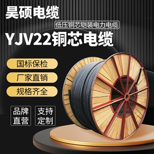 YJV铜芯电缆线国标3 4 5 2芯10平方16 25 35三相四线铠装电线3+1