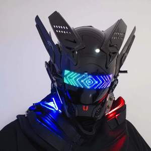 赛博朋克面具铁血战士头盔cosplay机械战术面罩发光全脸防毒面具