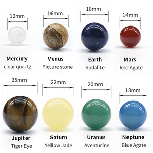 猫眼石水晶球太阳系八大行星桌面装饰摆件儿童科普天然矿石礼物