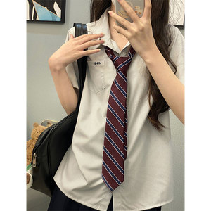 墨秋jk原创设计MQ小方格子衬衫2024夏季新款日系学院风短袖上衣女