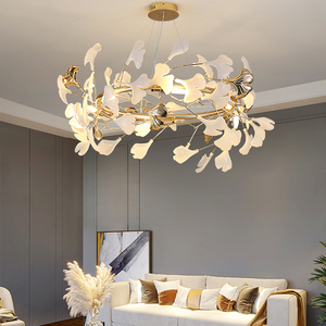 客厅灯轻奢家用大气主卧室餐厅设计师灯具创意艺术个性银杏叶吊灯