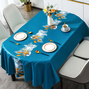 长椭圆形餐桌桌布防水防油防烫免洗家用茶几桌垫台布2023新款布艺