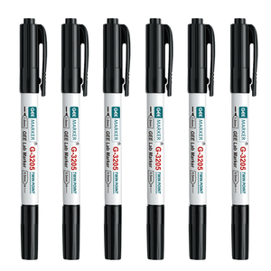 Geemarker实验室耐酒精双头记号笔G-3205油性笔冻存管玻璃试管标记防水耐低温工业记号笔0.5-1.0mm