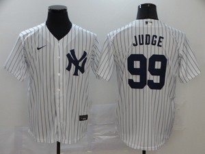 Yankees棒球服洋基队球衣99号JUDGE蓝白色开衫训练服T恤刺绣球衣