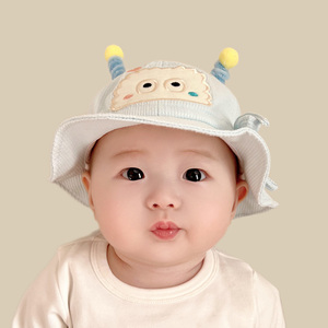 婴儿帽子春秋薄款婴幼儿渔夫帽可爱超萌洋气男女宝宝遮阳小童盆帽
