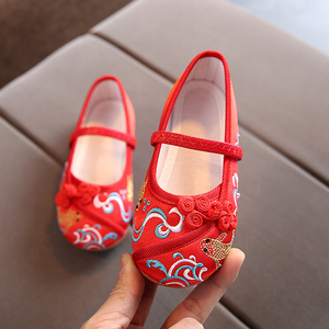 女童绣花鞋老北京民族风手工布鞋古代古装学生表演出舞蹈汉服童鞋