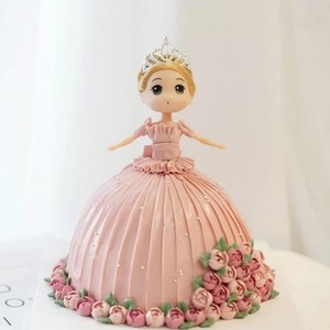 公主蛋糕装饰摆件皇冠头纱娃娃18厘米迷糊娃娃公仔泡泡浴蛋糕配饰
