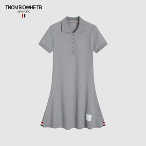 tnom biowhe tb连衣裙女短袖夏季灰色polo网球裙收腰显瘦运动短裙