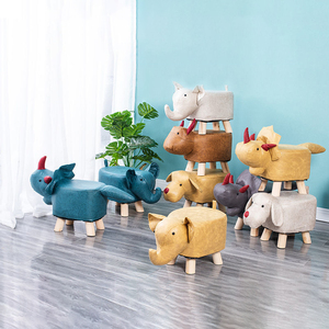 爱莱家大象凳家用创意小板凳科技布凳实木矮凳客厅动物凳小凳子