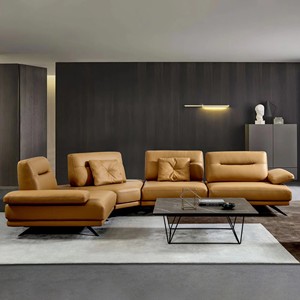 芝华仕意斯特真皮棕色欧式轻奢舒适靠垫宽深座位合金骨架沙发