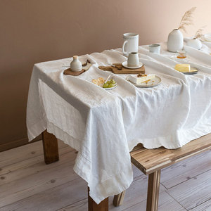 纯色棉麻桌布白色棉布diy亚麻布料日式野餐肌理素色餐桌布面料