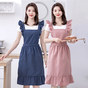 小清新棉布围裙家用厨房做饭韩版女时尚花边可爱洋气公主双层围腰