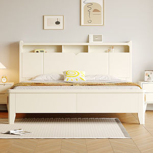 双人床大床2x22米实木床北欧白色储物床实木床现代2000*2200框架_