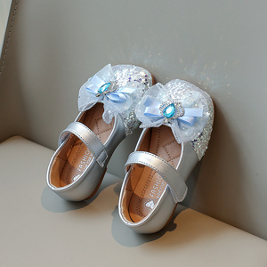 女童水晶鞋2024新款秋冬季软底儿童演出鞋豆豆鞋小女孩女童水晶鞋