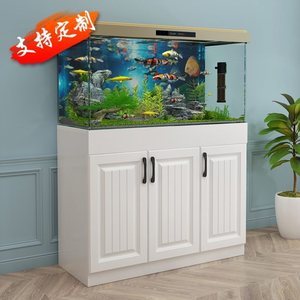 鱼缸客厅小型一体带柜子2021新款家用简约现代视柜旁金鱼缸底座架