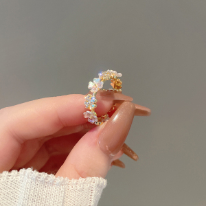 夏季贝壳花瓣戒指女小众设计ins潮冷淡风高级感食指指环日式轻奢