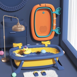 婴儿童洗澡盆可折叠新初生宝宝浴盆沐浴可坐躺小号家用塑料洗澡桶