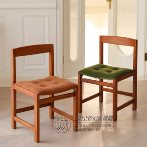 塔塔椅原木极简椅设计复古餐椅艺术绿色椅子靠背休闲椅怀旧中古椅