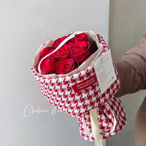 小香风包花布鲜花花束包装布新款玫瑰花花束包装绒布手工diy材料