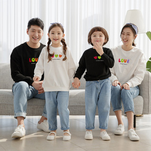韩国亲子装一家三口四口春新款婴儿爬服洋气韩版卫衣照相馆全家福