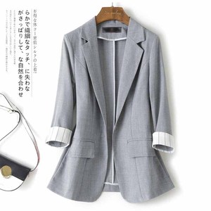 灰色小西装外套女2024新款夏季修身七分袖气质短款显瘦薄西服上衣
