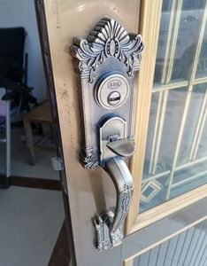 老式加厚铝合金门锁按压式大把手门锁平开门家用通用型对开大门锁