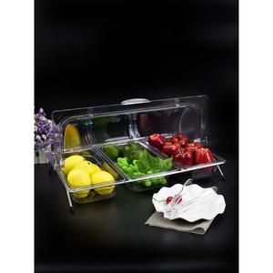 自助餐食品展示盘塑料透明带盖果盘商用卤菜熟食凉菜架子试吃盒子