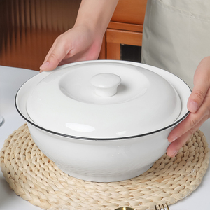 9英寸大汤碗家用陶瓷碗餐具带盖品锅简约大号面碗酸菜鱼汤盆大碗