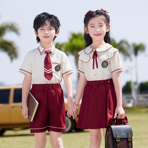 小学生校服夏季短袖套装英伦风衬衫儿童学院风班服订制幼儿园园服