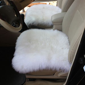 纯羊毛汽车座垫羊皮保暖座套无靠背冬季真皮整张皮毛一体粉色后排