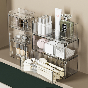 分层镜柜收纳盒化妆品卫生间浴室柜口红镜柜内置物架抽屉式亚克力